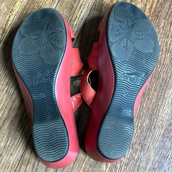 Dansko platform slide sandals orange leather swirl 38 fits US 7.5 & 8 - Picture 8 of 15